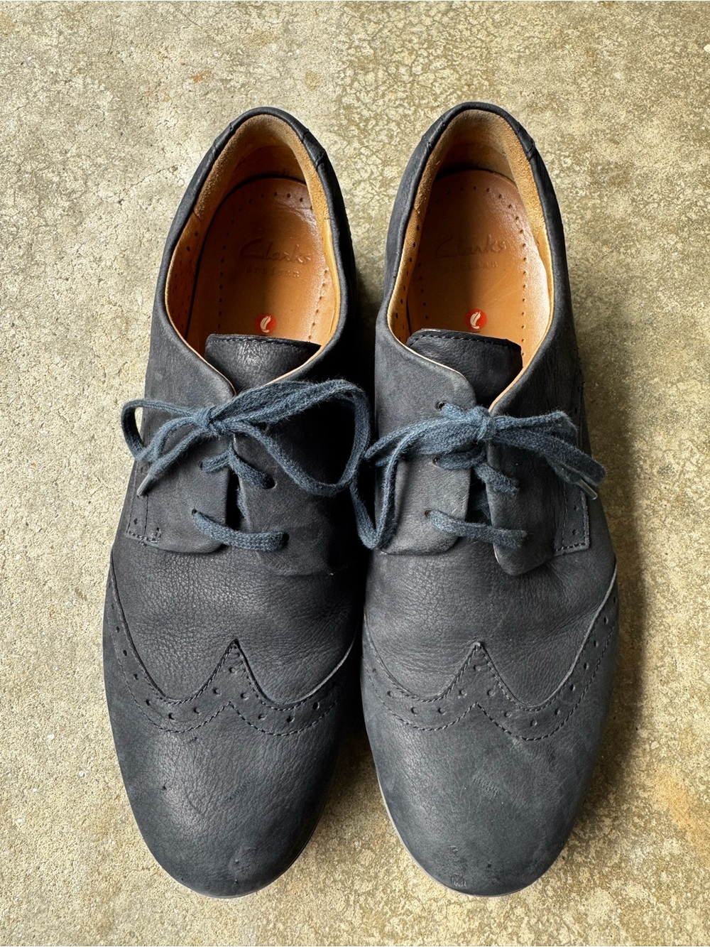 Clarks Unstructured Wingtip Oxford Shoes Womens 10 Black Leather Comfort
